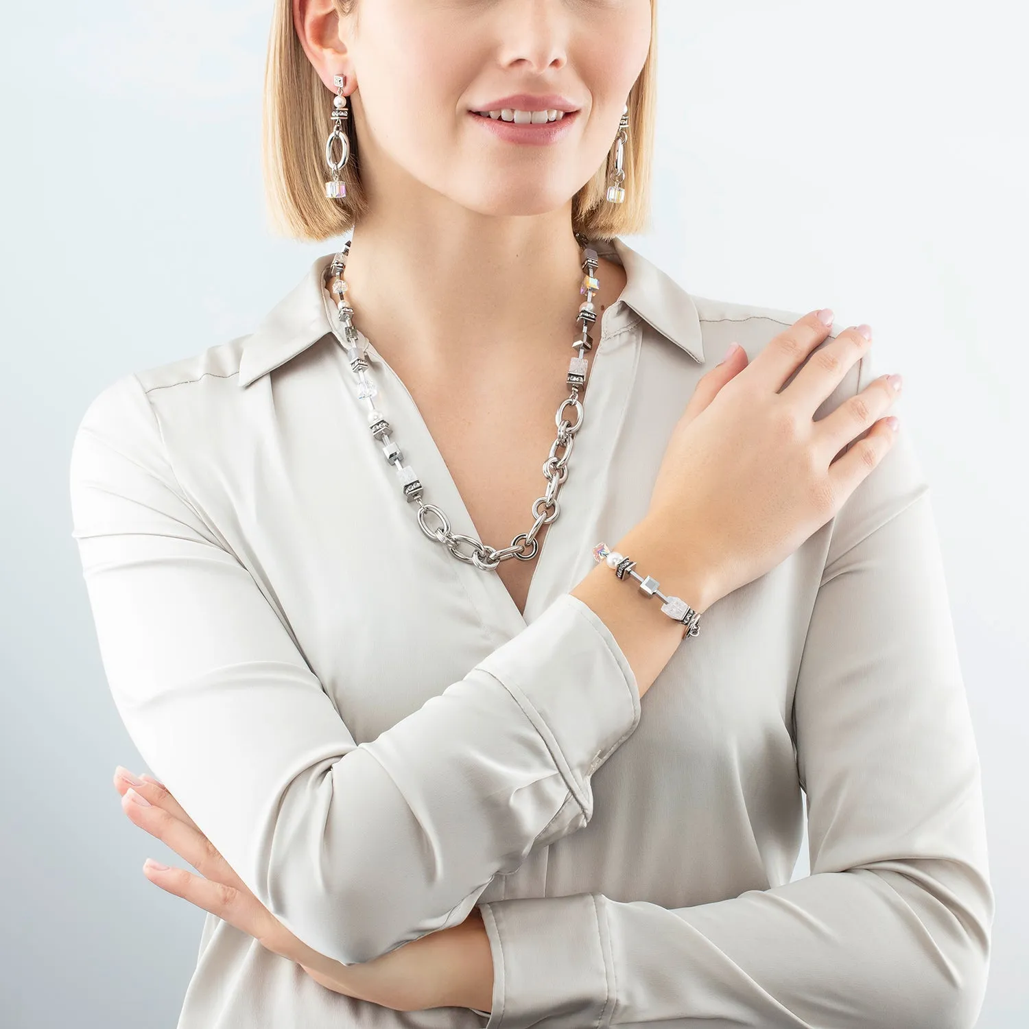 Bracelet Chunky Chain & Cubes Runway Exlusive silver