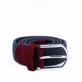 Braided Belt | Grey | Burgundy Suede | Steel