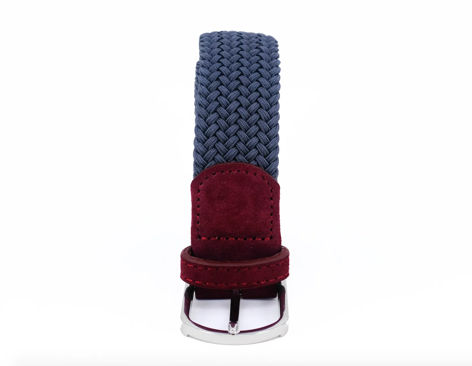 Braided Belt | Grey | Burgundy Suede | Steel