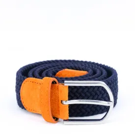 Braided Belt | Navy | Orange Suede | Steel