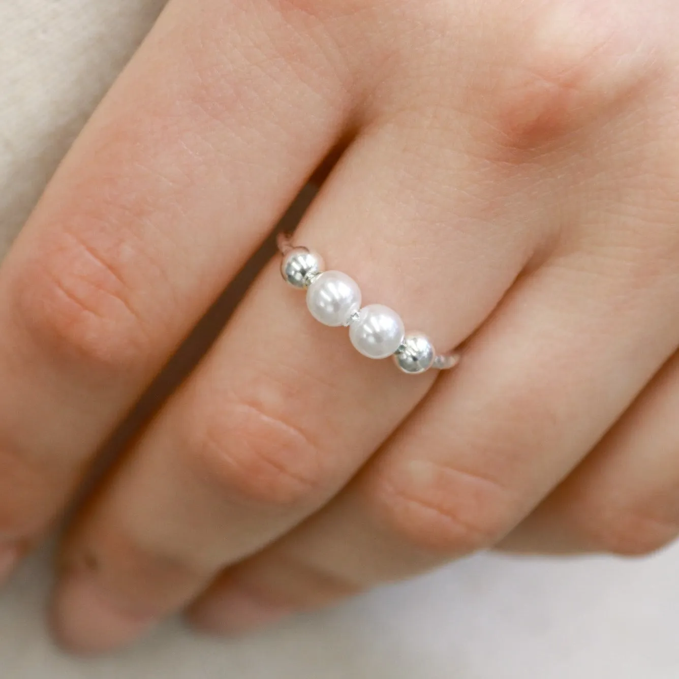 Bruny |Sterling Silver Pearl Adjustable Ring