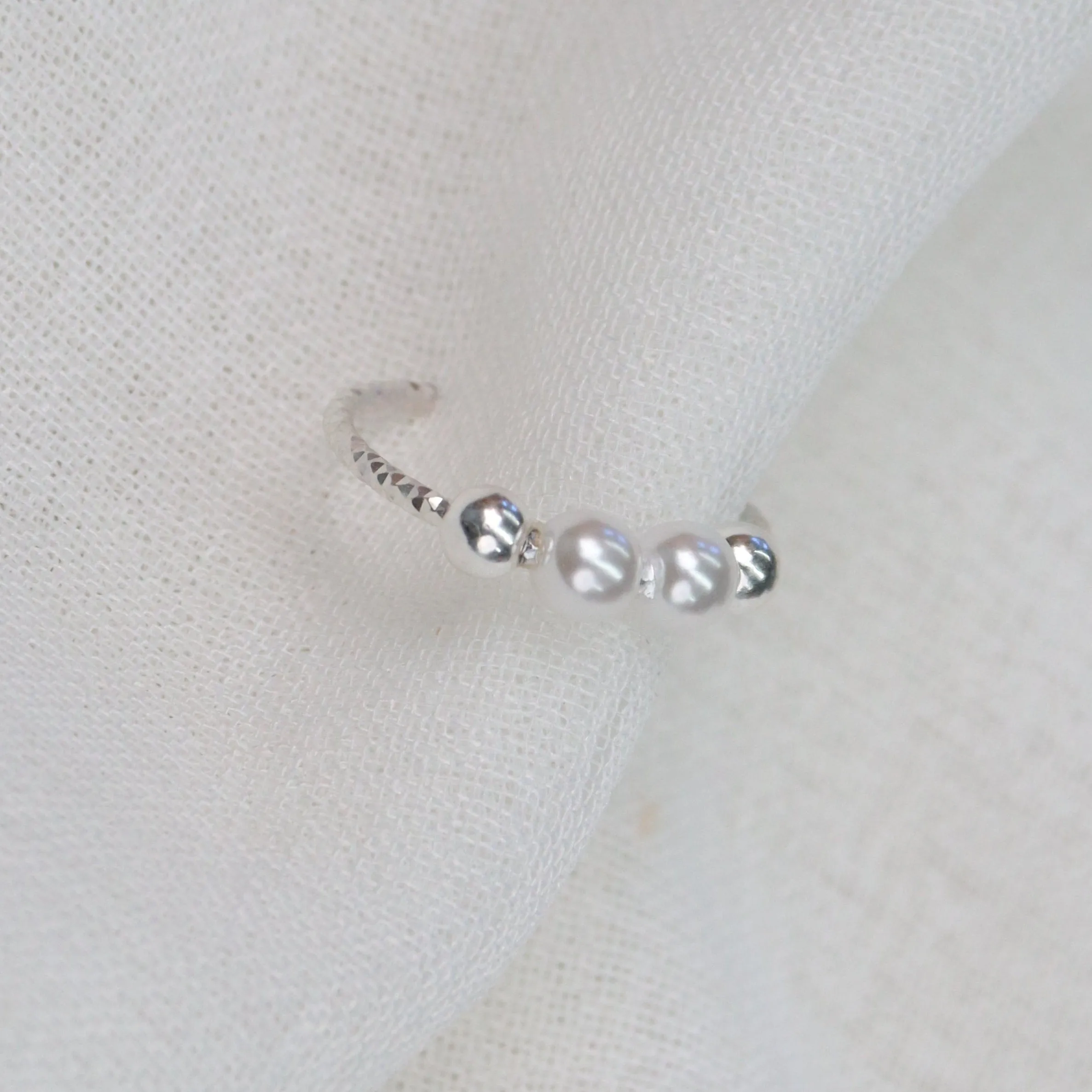 Bruny |Sterling Silver Pearl Adjustable Ring