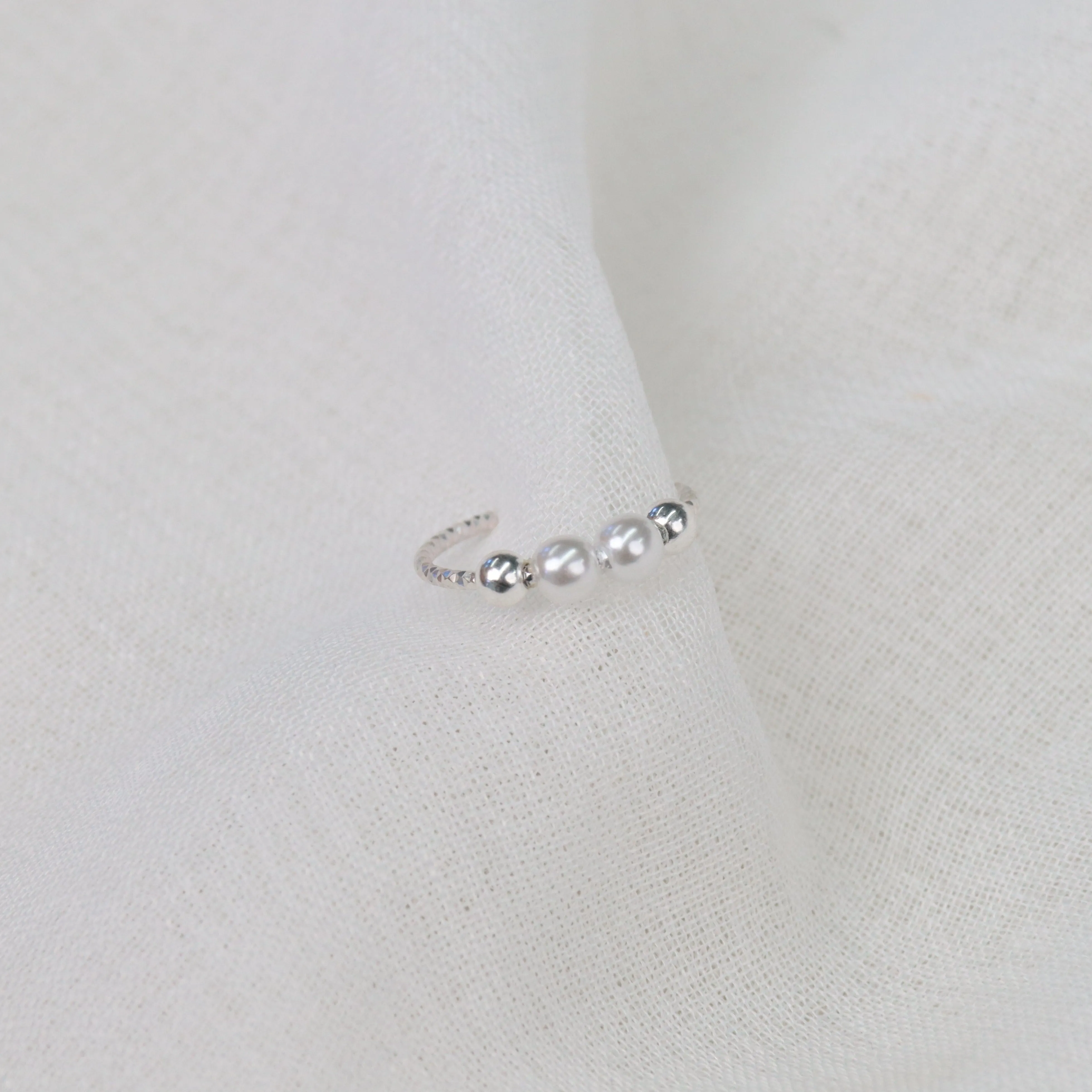 Bruny |Sterling Silver Pearl Adjustable Ring