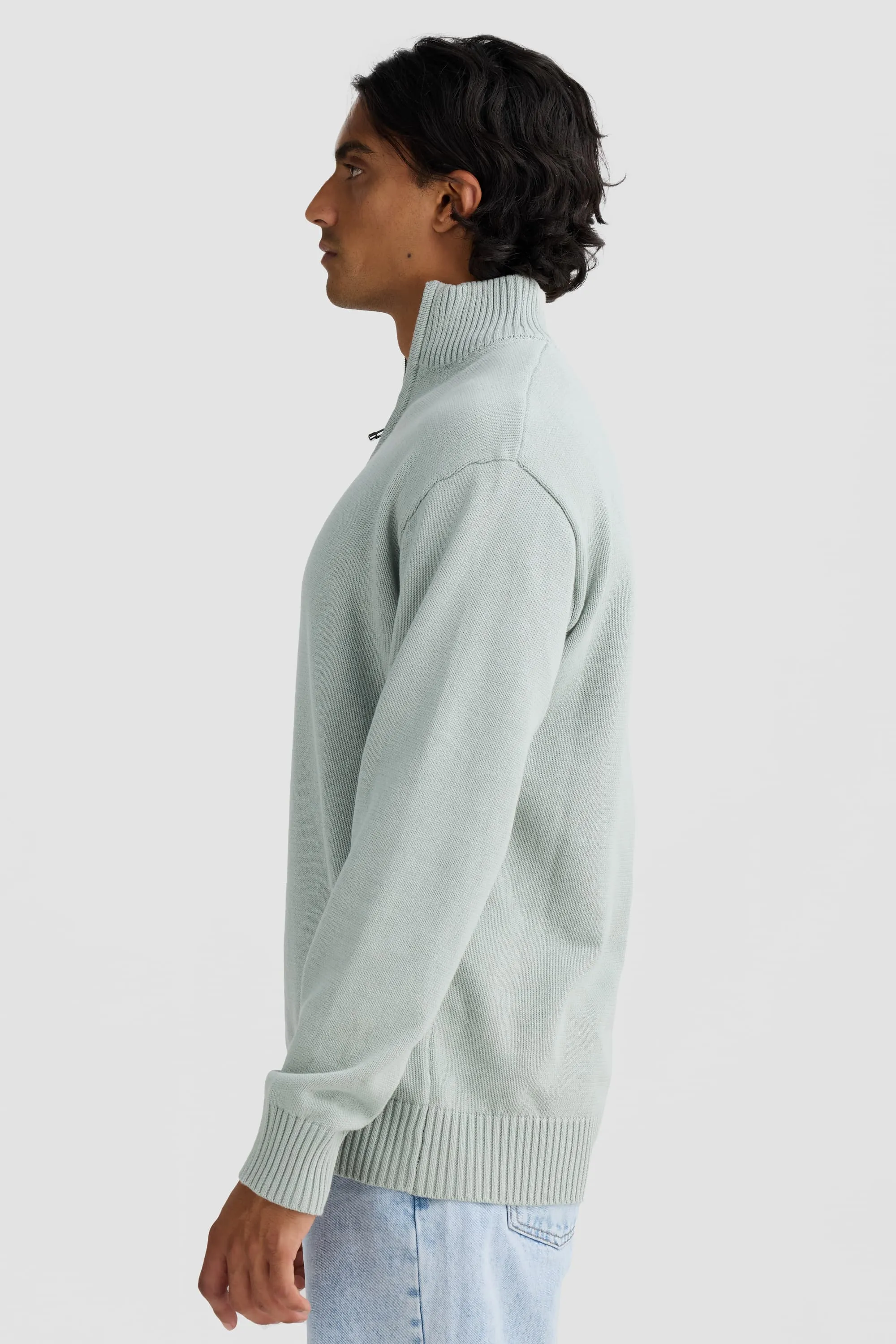 Campbell Knit Quarter Zip Sage