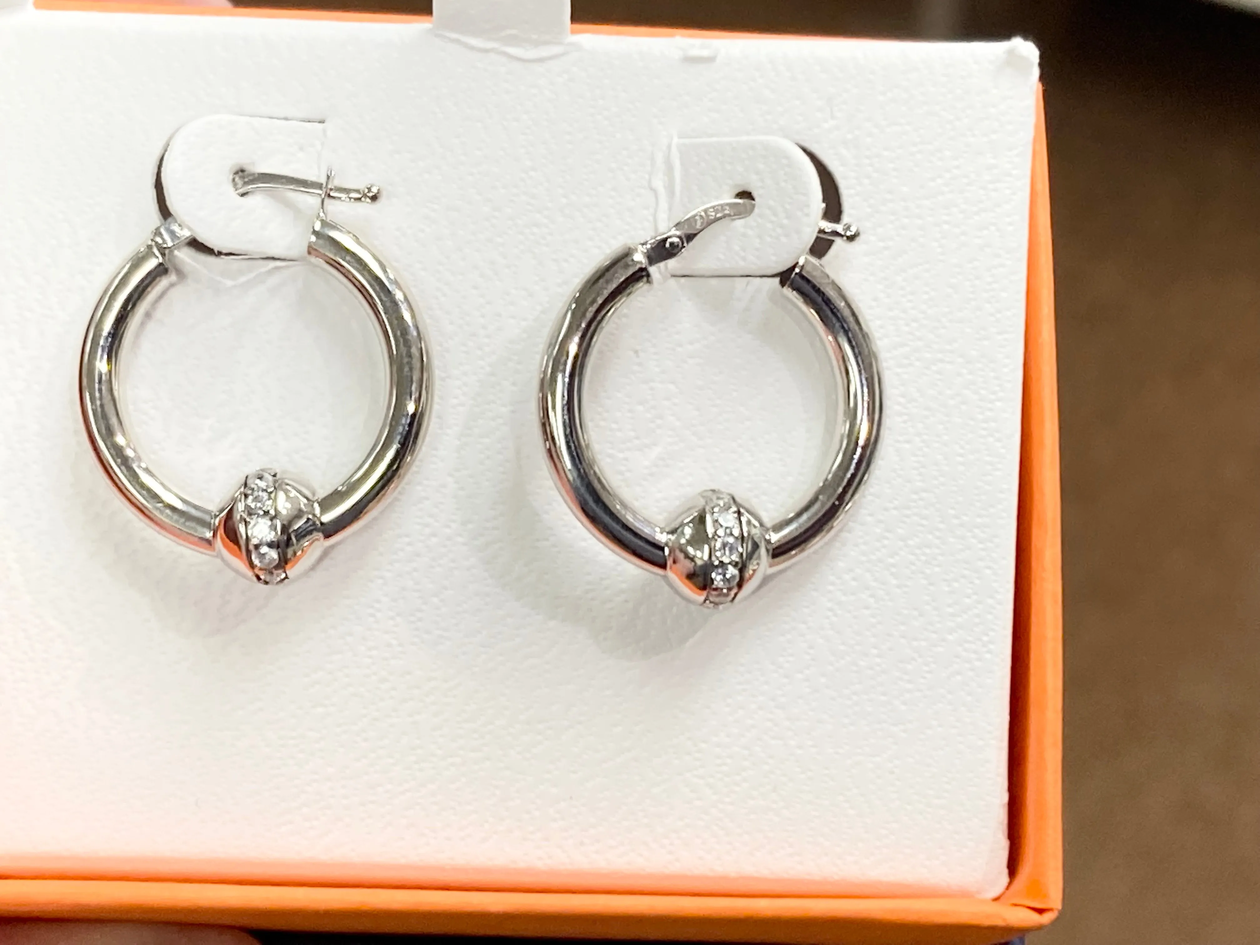 Cape Cod Silver Cubic Zirconia Hoop Earrings