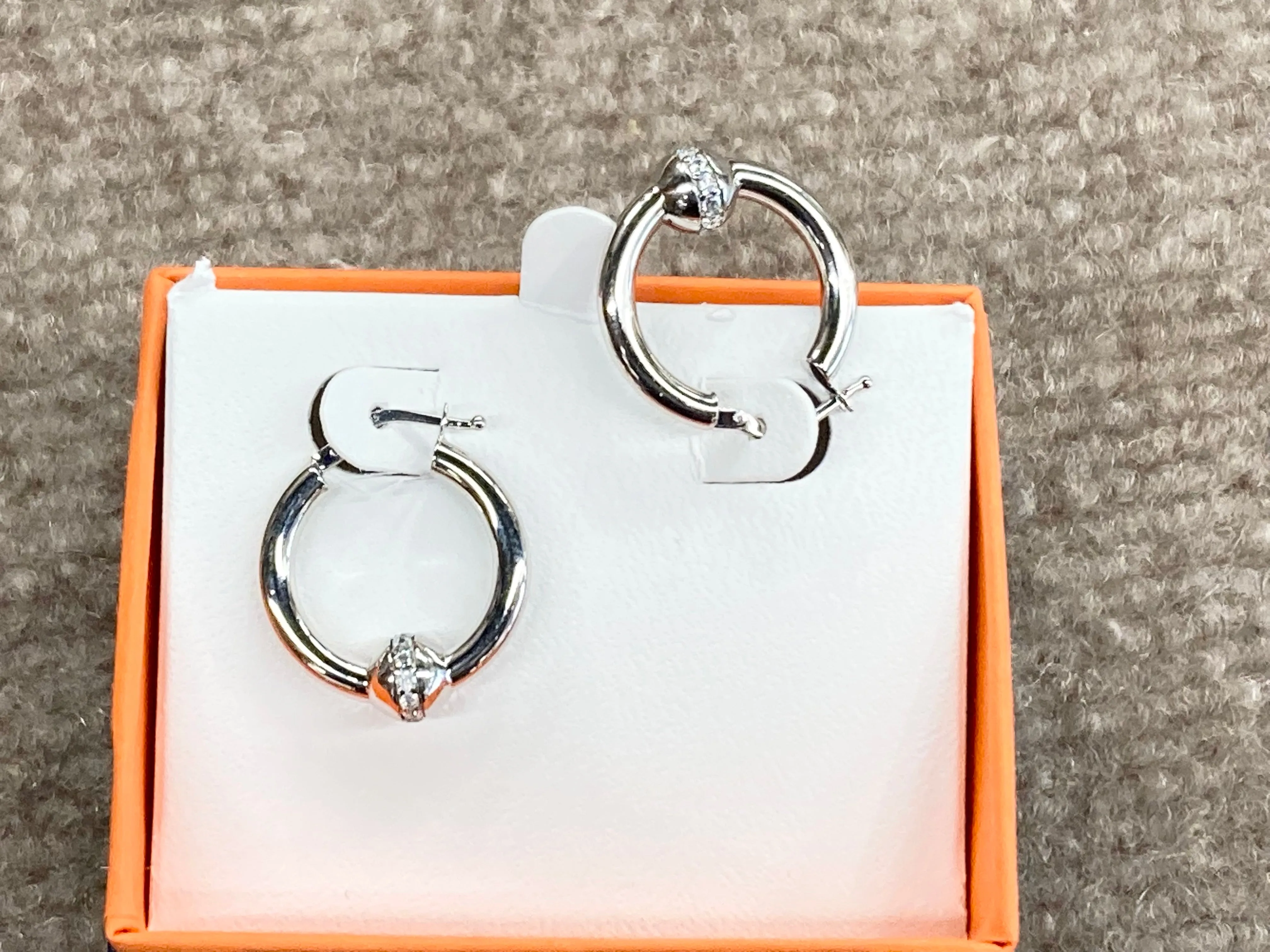 Cape Cod Silver Cubic Zirconia Hoop Earrings