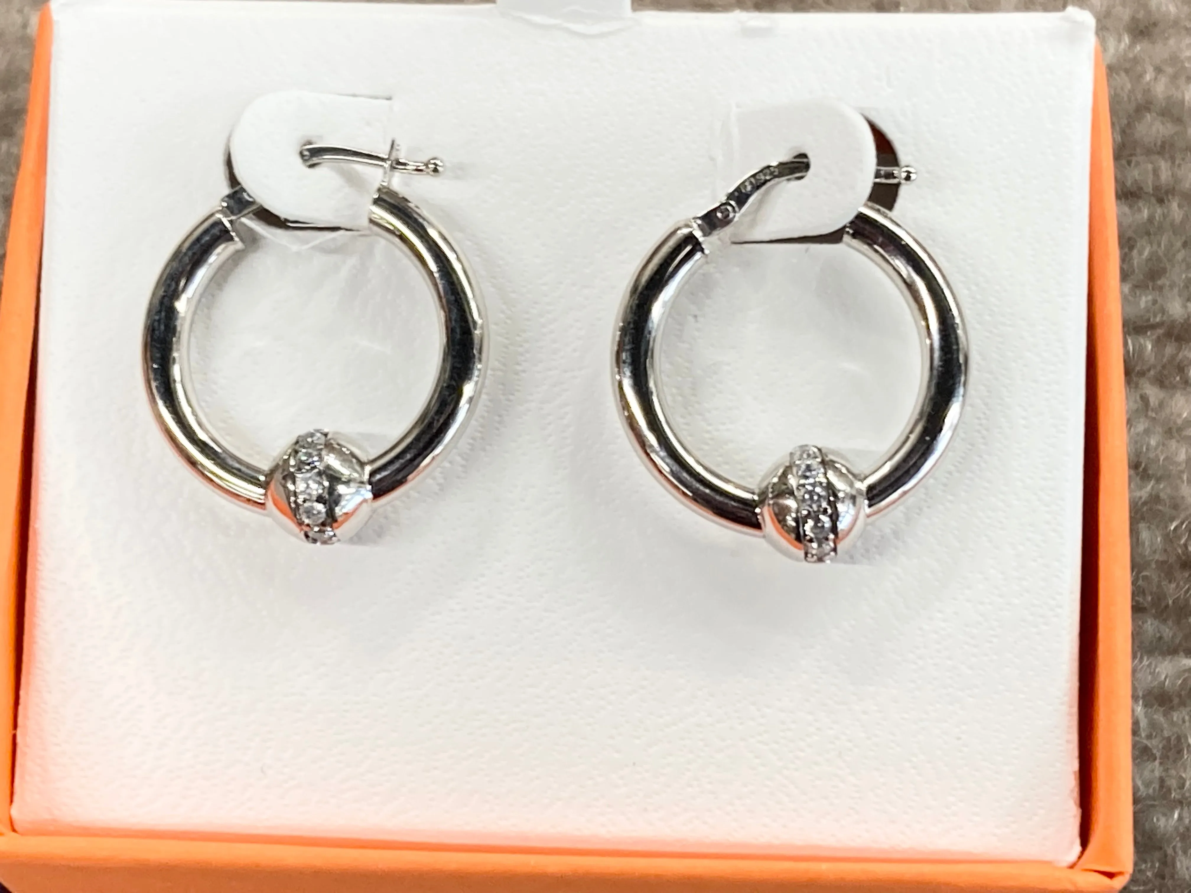 Cape Cod Silver Cubic Zirconia Hoop Earrings