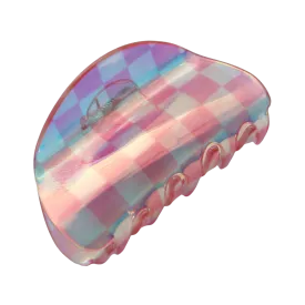 Charley Checkered Claw Hair Clip in Pink