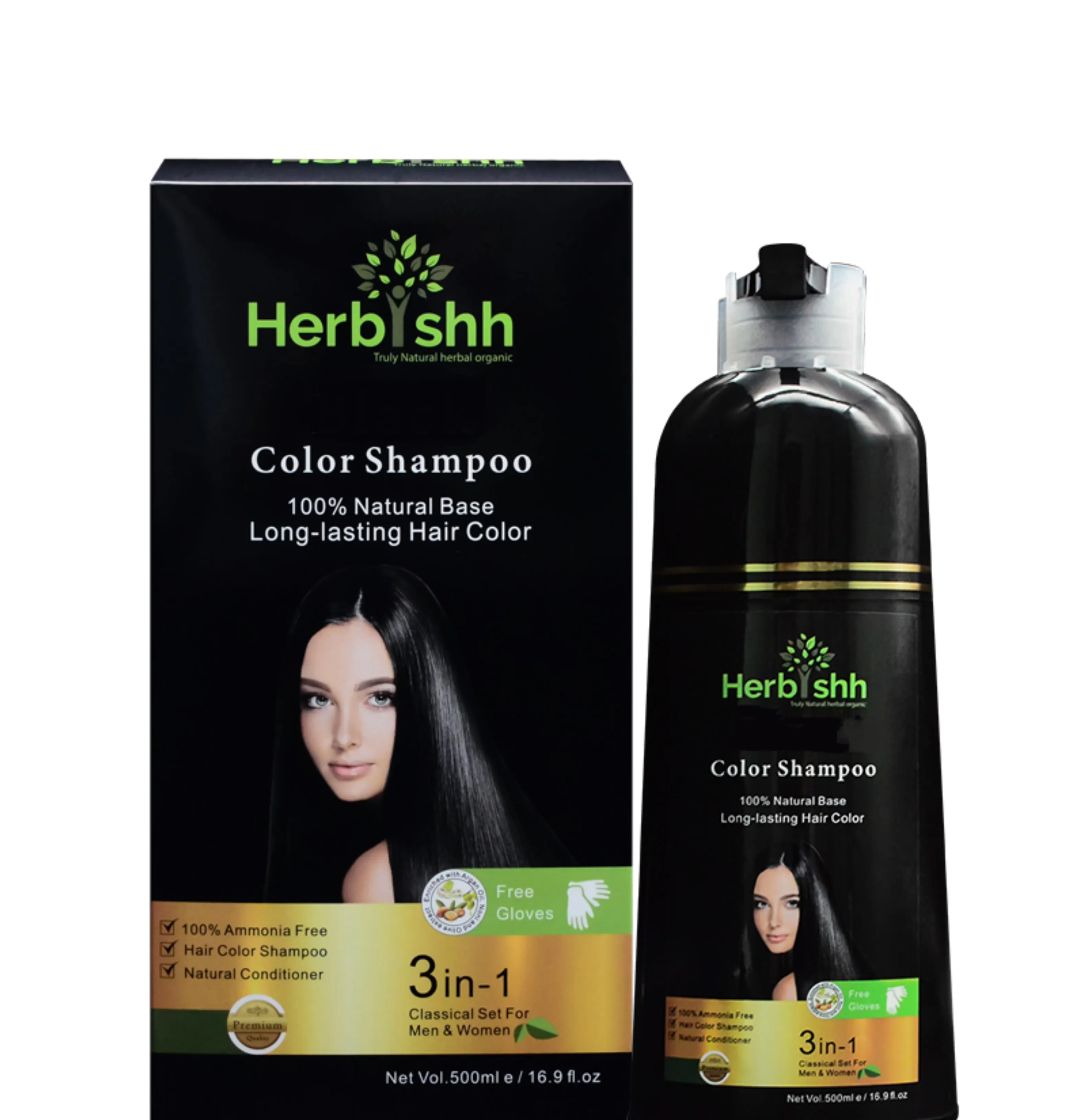 (Choose Brown or Black Shades) 3 pcs Color Shampoo   Free 1 pc Argan Hair Mask