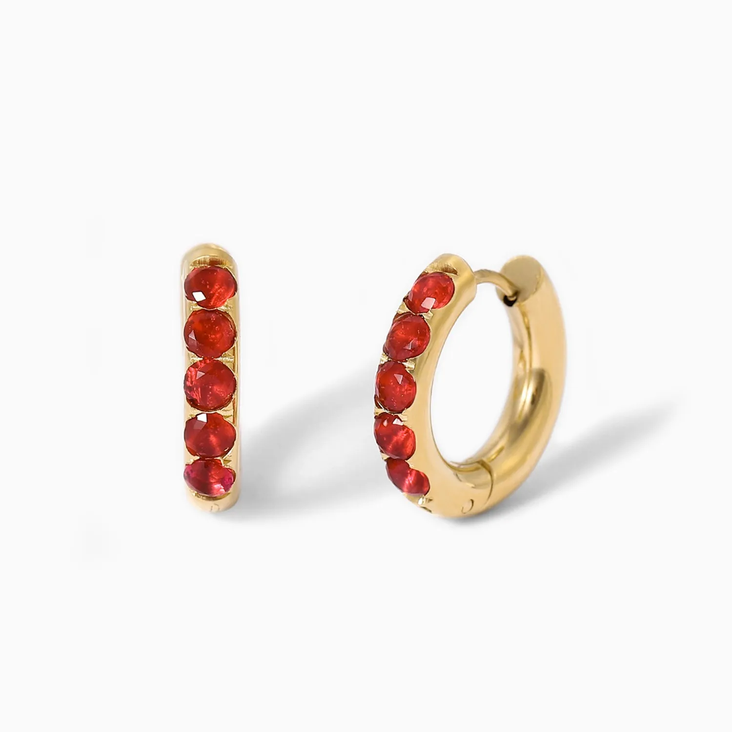 Chunky Gemstone Huggie Hoop Earrings