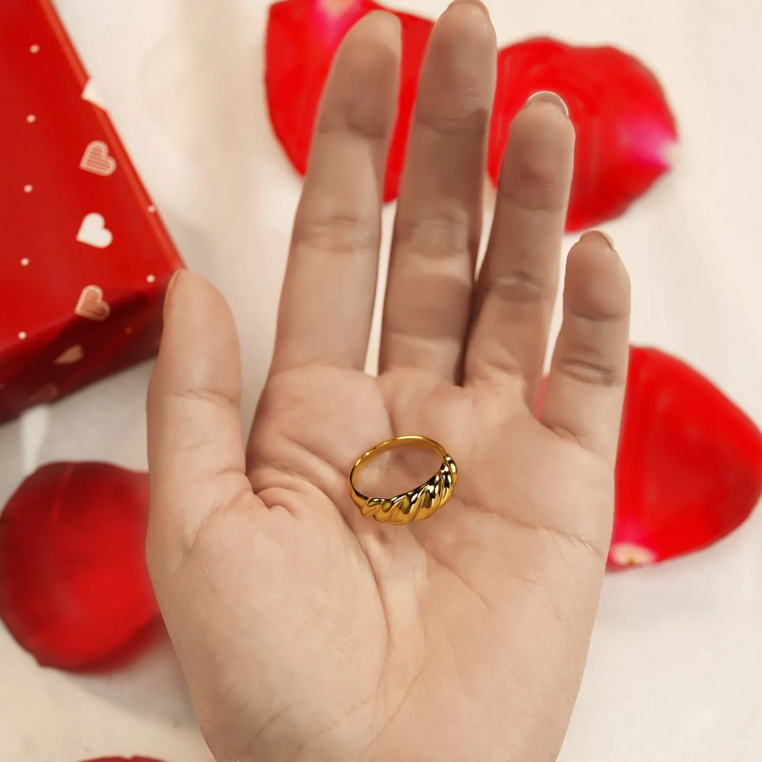 Chunky Gold Croissant Dome Ring