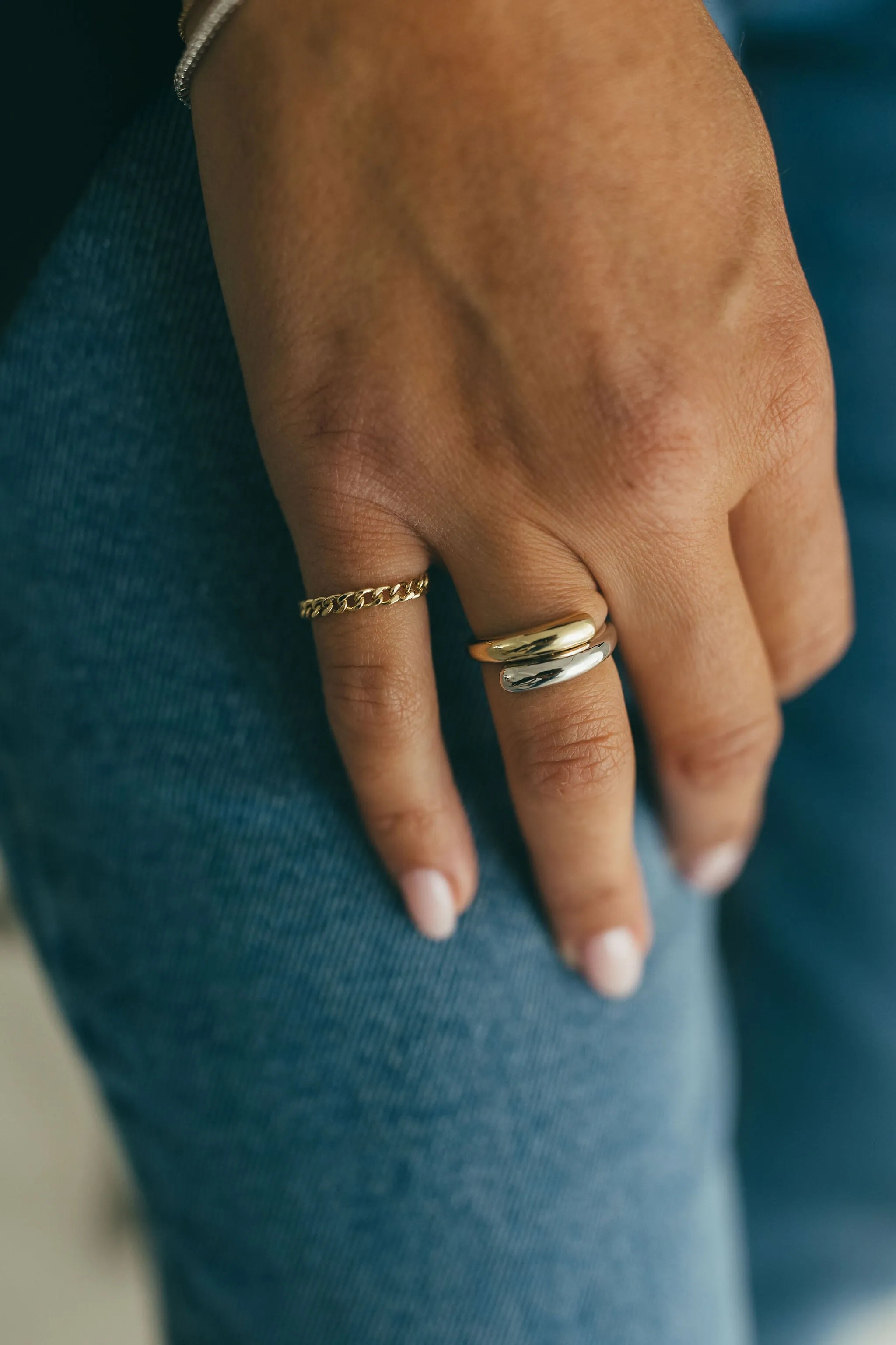 Chunky White and Yelow Gold Wrap Ring