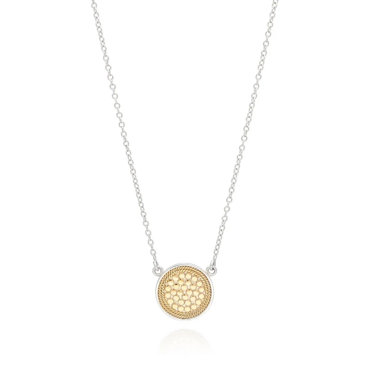 Classic Reversible Disc Necklace 16-18" in Gold/Silver