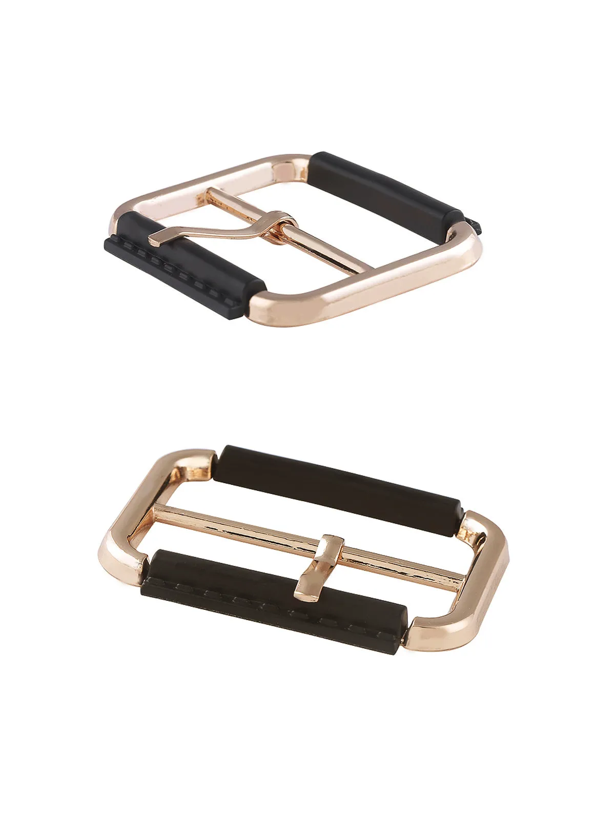 Classy Shiny Gold with Black Sliding Frame Belt Buckle