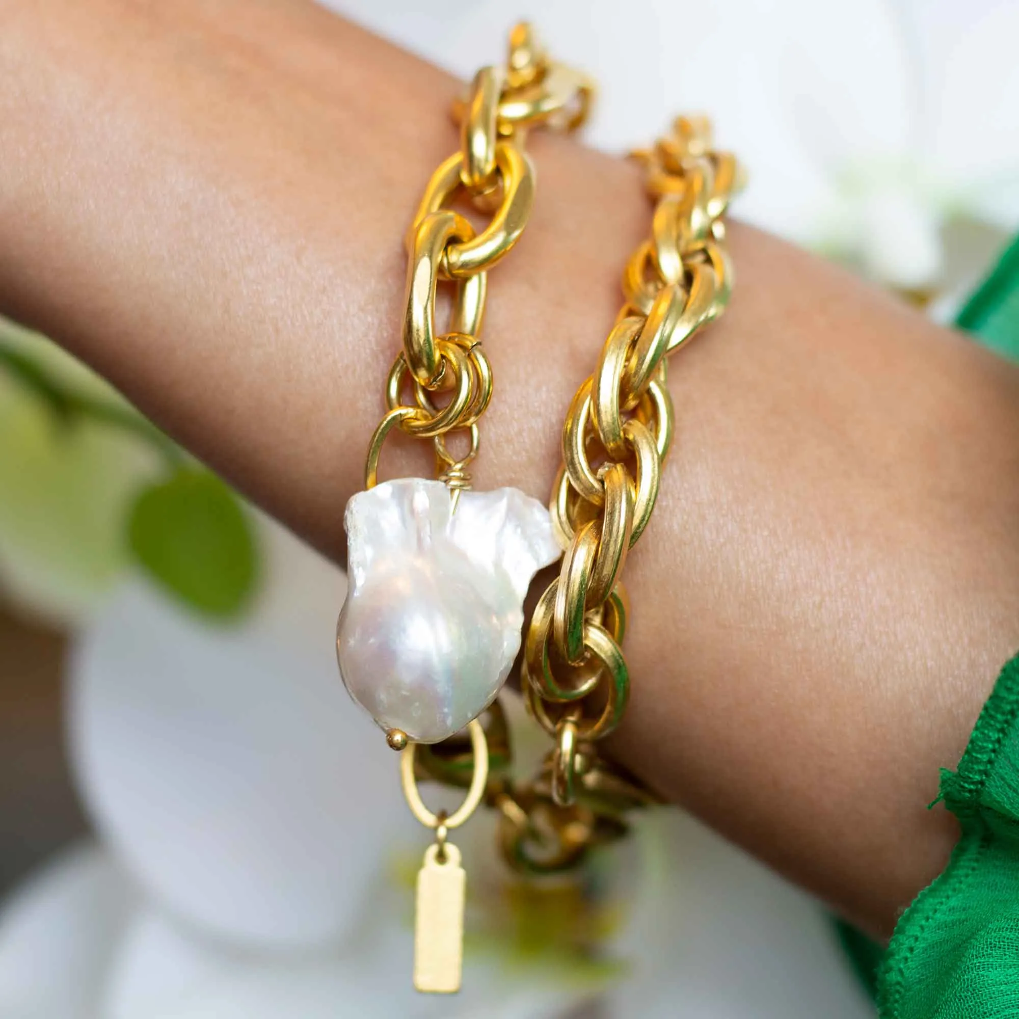 Cloud Nine Baroque Pearl Charm Bracelet