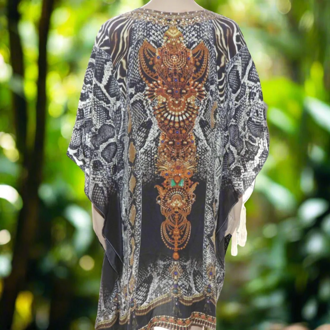 Cobra Silk Embellished Short Kaftan