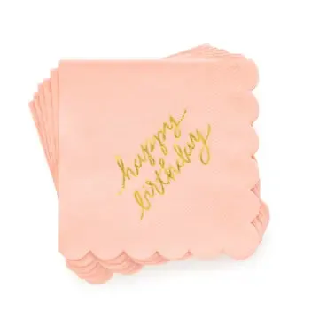 Cocktail Napkins, Gold Happy Birthday