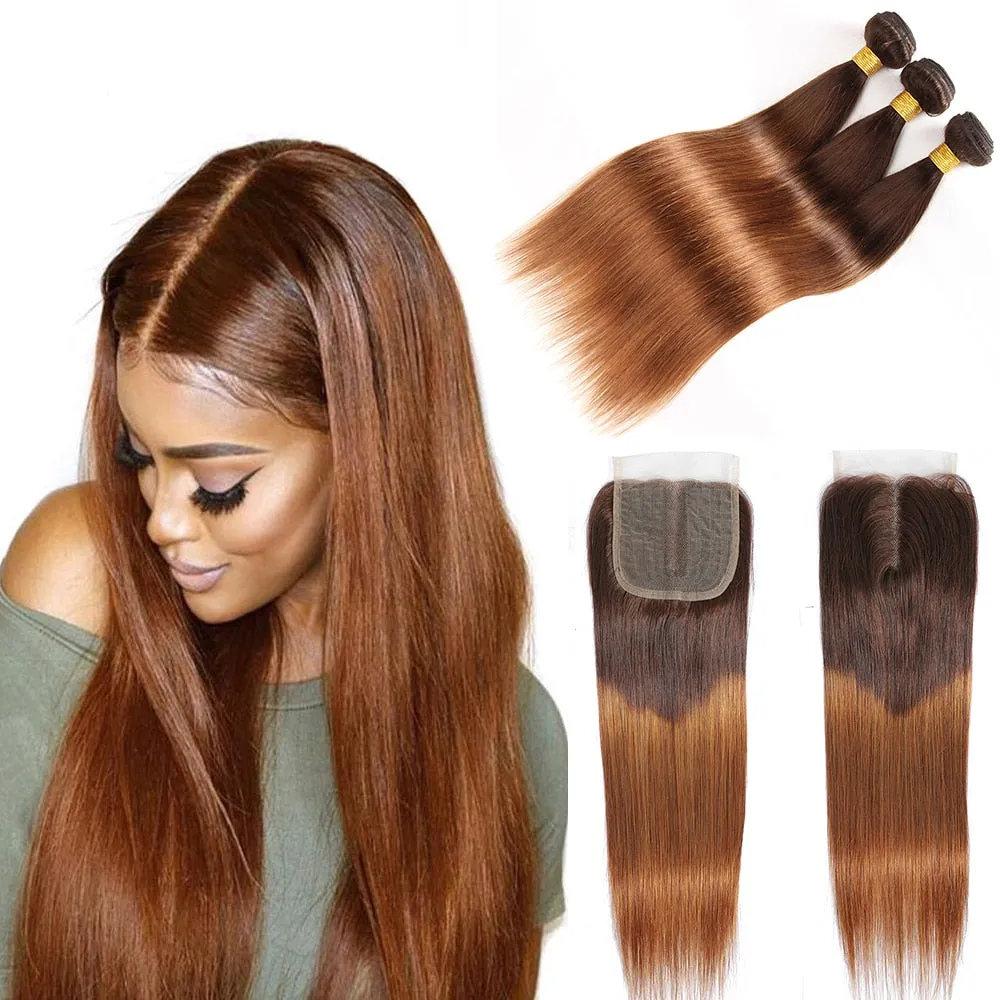 Colored Body Wave Braziian Human Hair with Lace Clousre