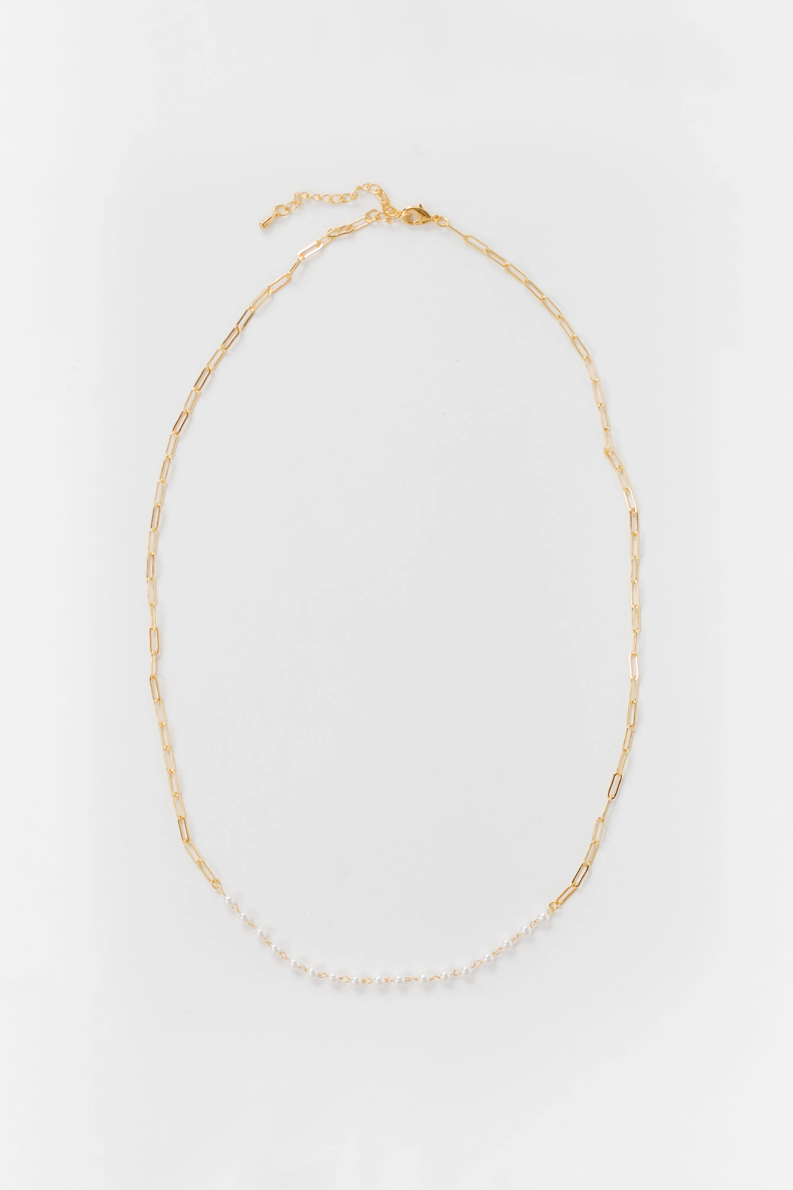 Cove Delicate Pearl Paperclip Necklace