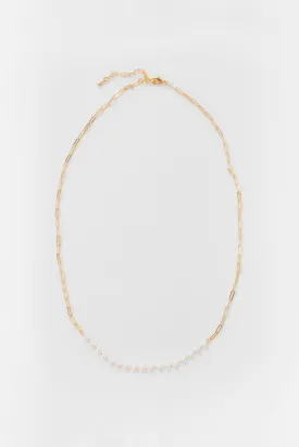 Cove Delicate Pearl Paperclip Necklace