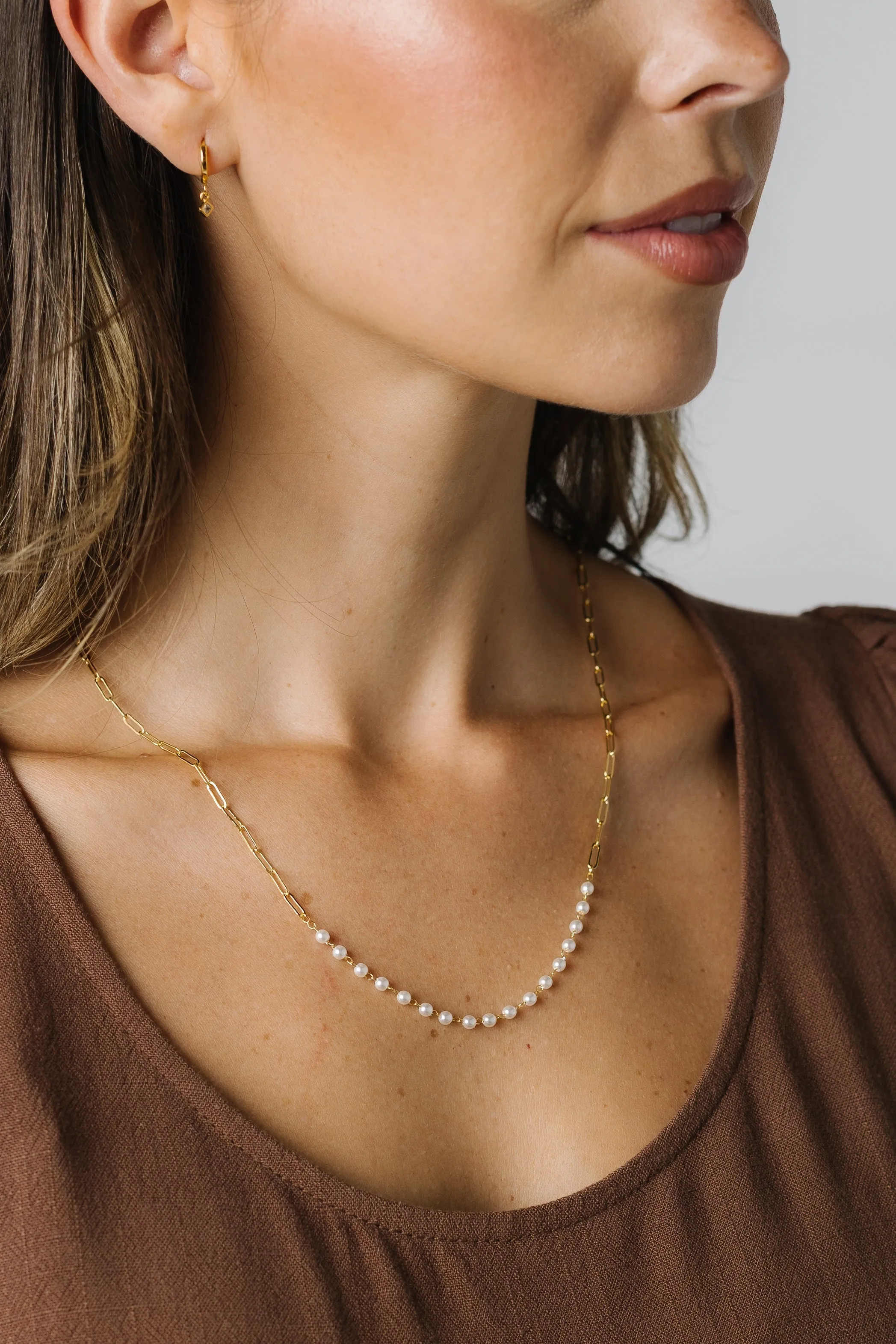 Cove Delicate Pearl Paperclip Necklace