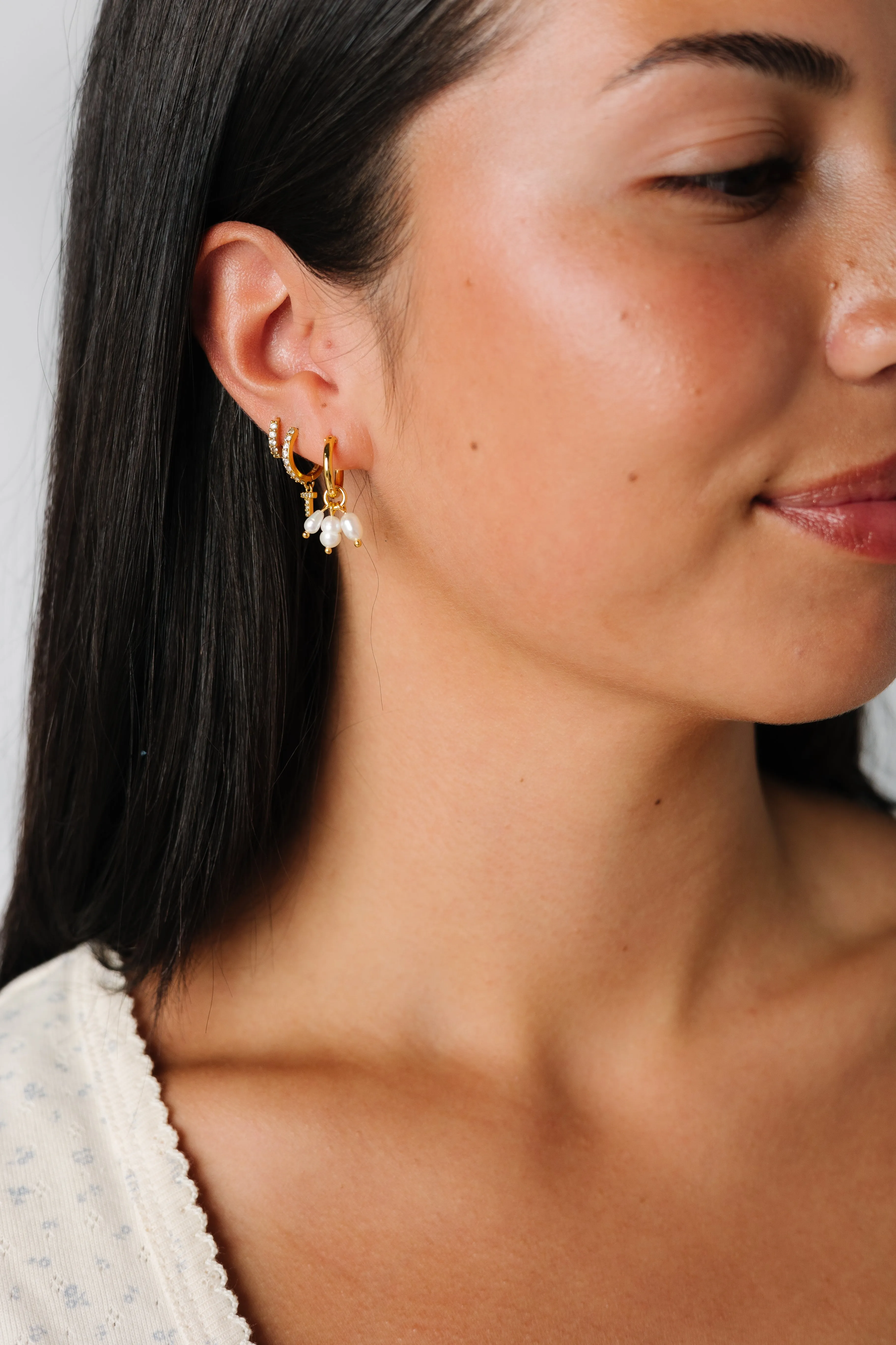 Cove Triple Pearl Earrings