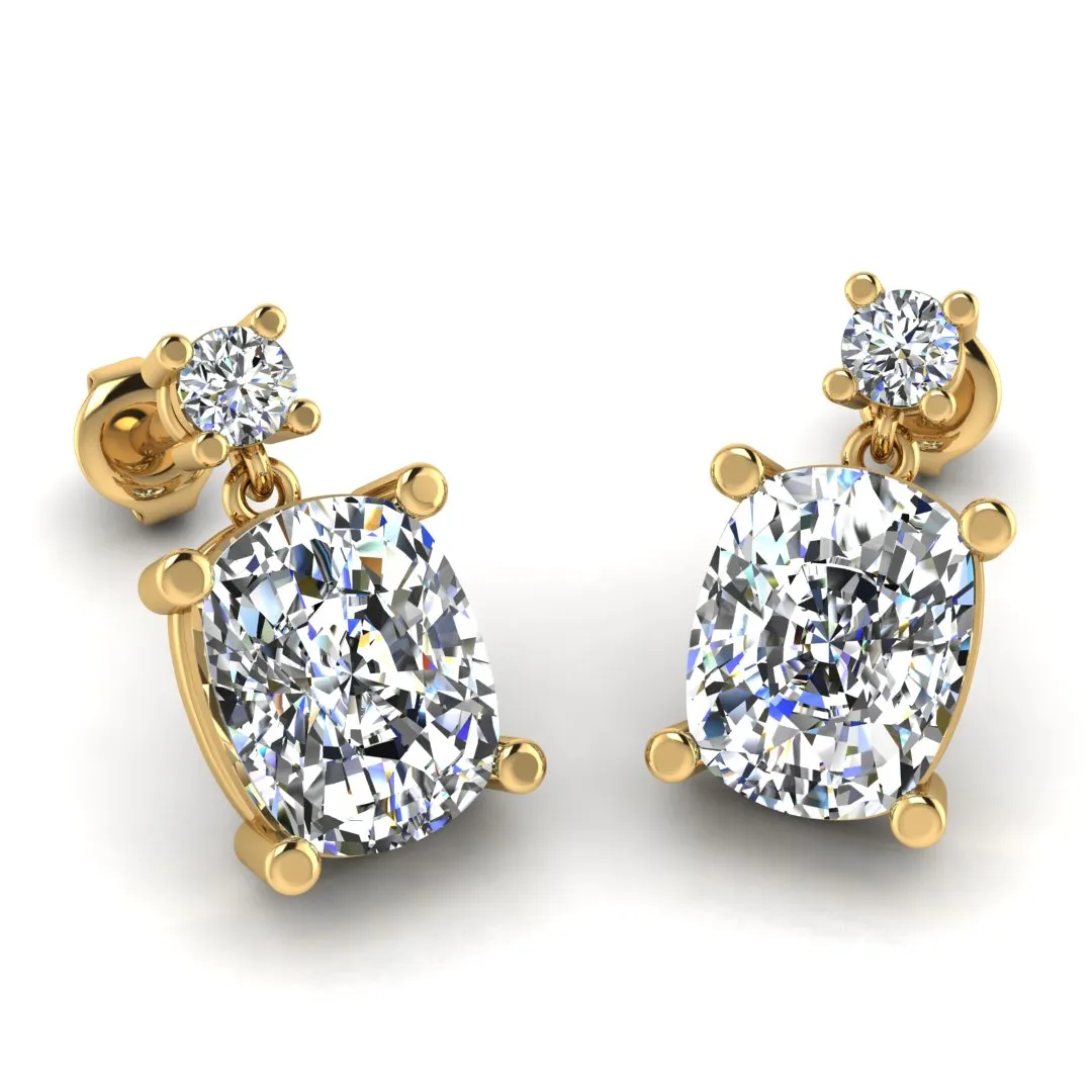 Cushion Shape Lab Grown Diamond Drop Earrings EDCCD