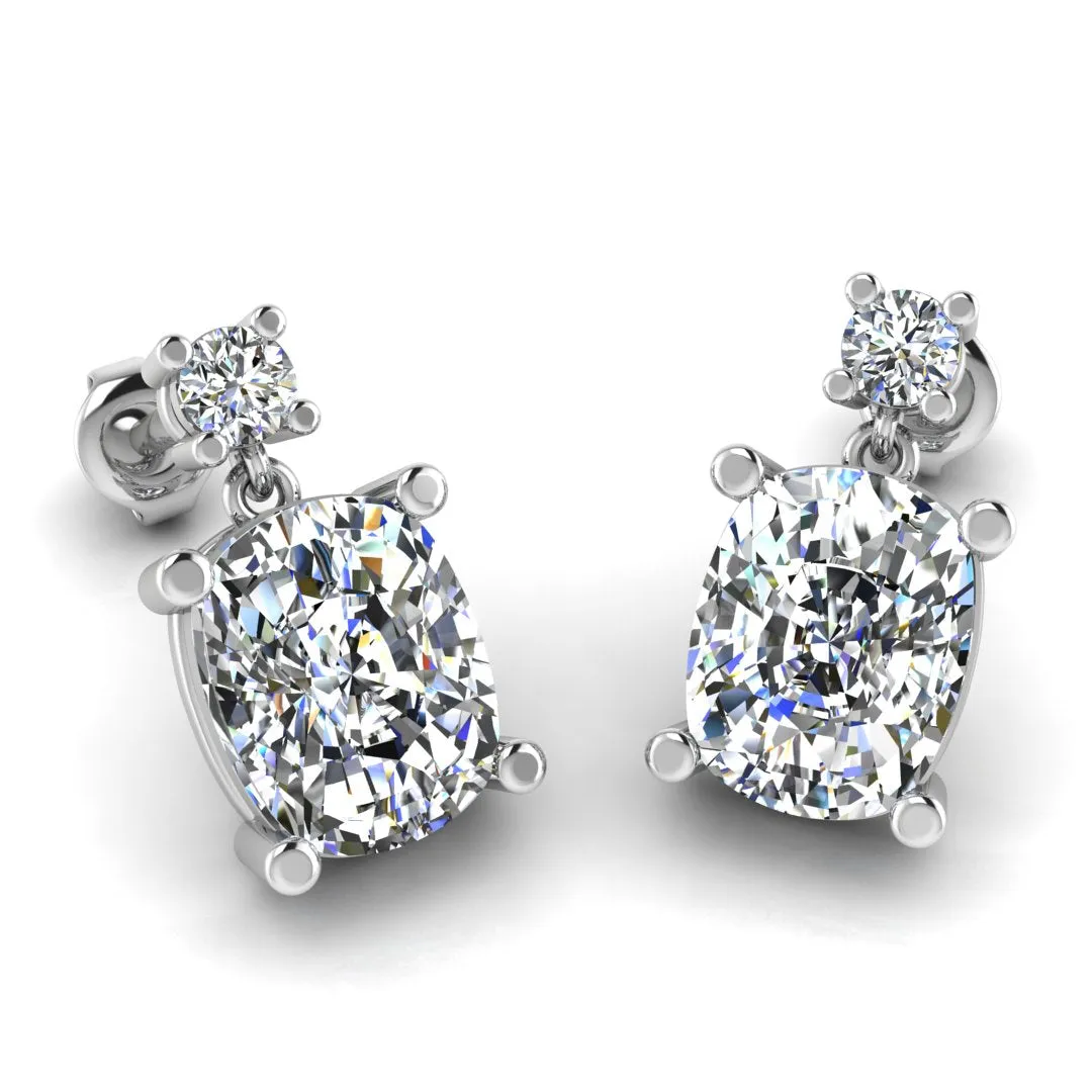 Cushion Shape Lab Grown Diamond Drop Earrings EDCCD