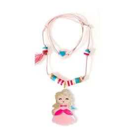 Cute Doll Pink Dress Beaded Necklace