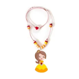 Cute Doll Yellow Dress Bead Necklace