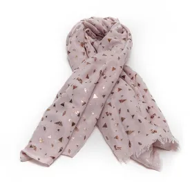 Dark Cream Scarf with Rose Gold Triangles