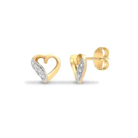 DIAMOND HEART-SHAPED STUD EARRINGS IN 9K YELLOW GOLD