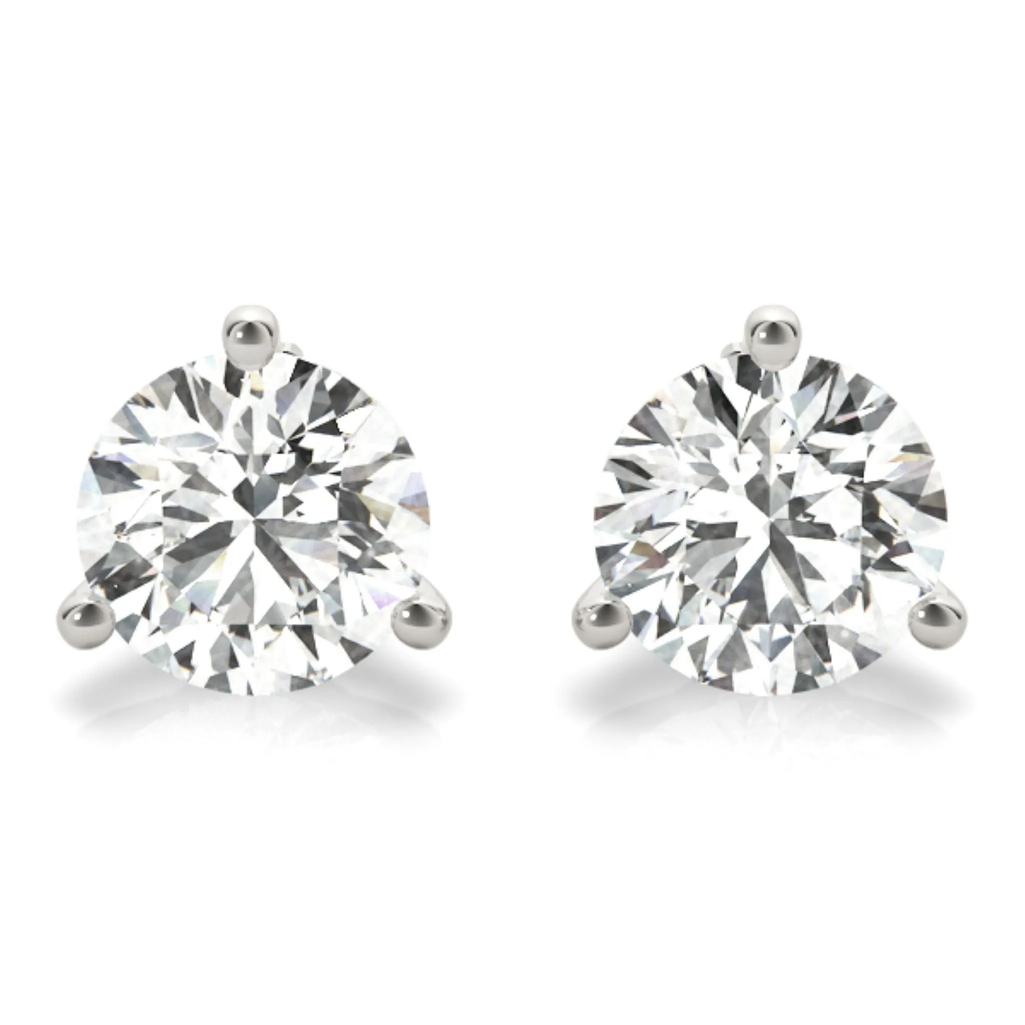 Diamond Stud Earrings Over 1.00 Carat t.w. With White Gold Three Prong Mounting