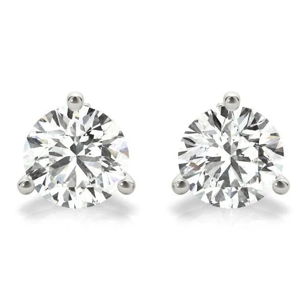 Diamond Stud Earrings Under .50 Carat t.w. With White Gold Three Prong Mounting