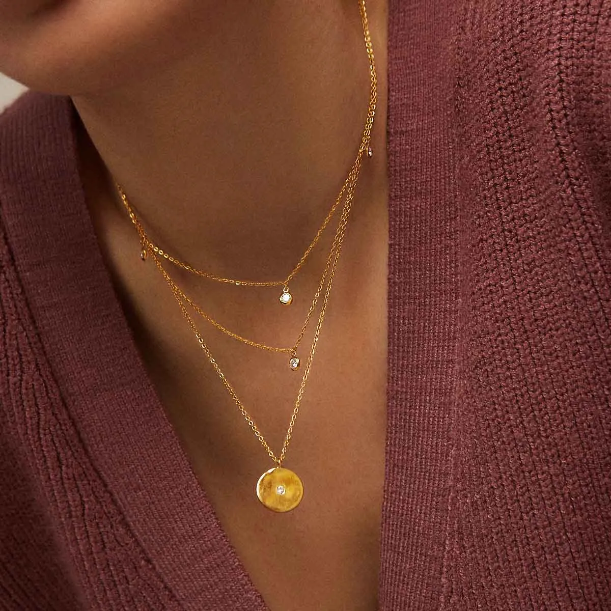 Double 4 Spark Gold Necklace