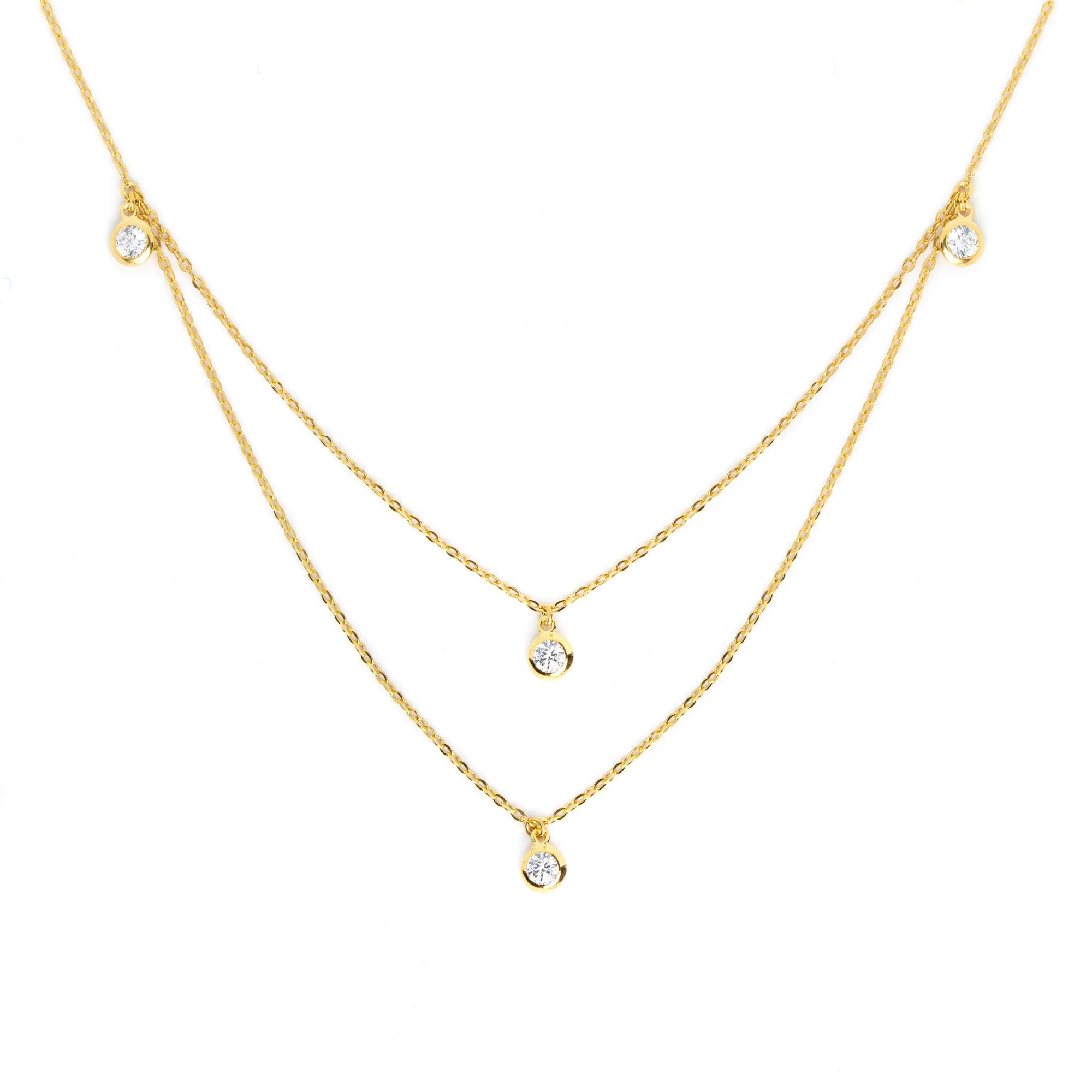 Double 4 Spark Gold Necklace