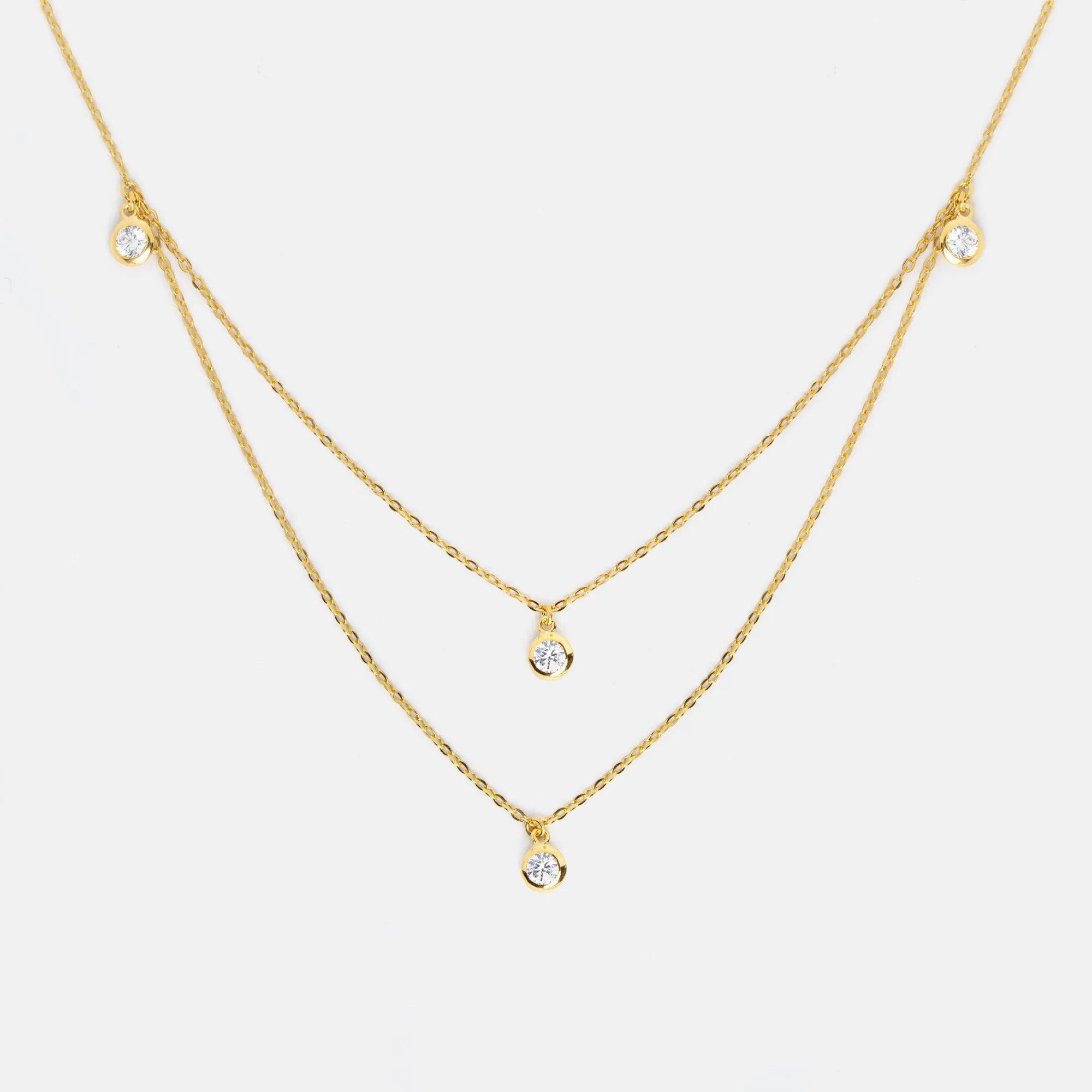 Double 4 Spark Gold Necklace