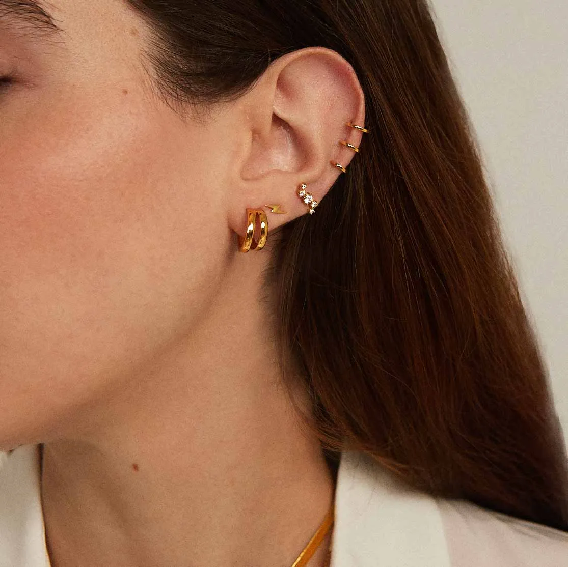 Double Gold Hoop Earrings