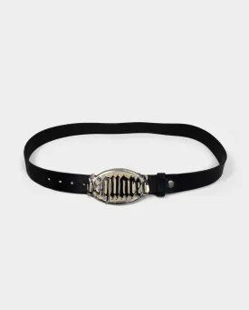 Dsquared 2 Big Logo Black Leather Belt 2000's