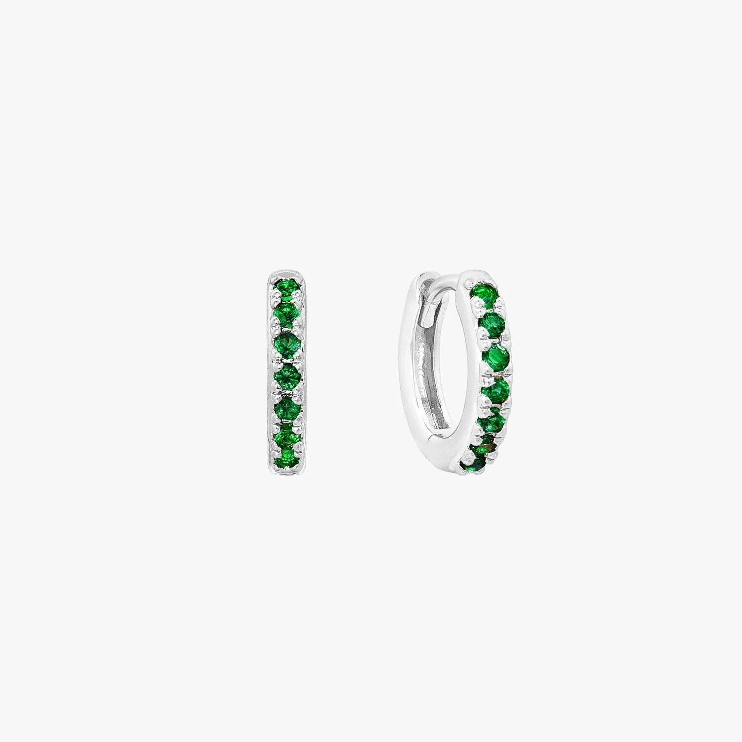 Emerald Pave Huggie Hoop Earrings