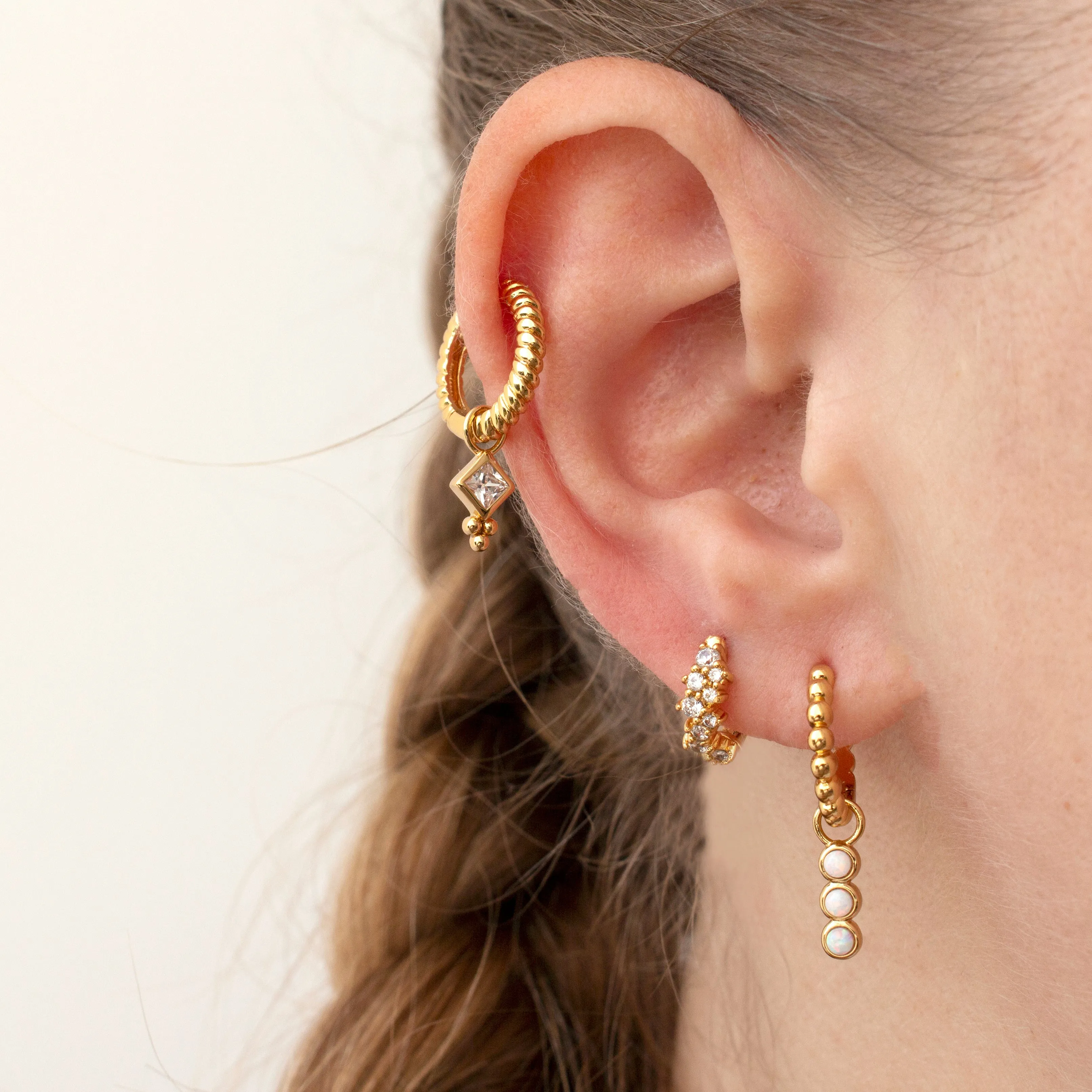 Encrusted Pave Huggie Hoop Earrings