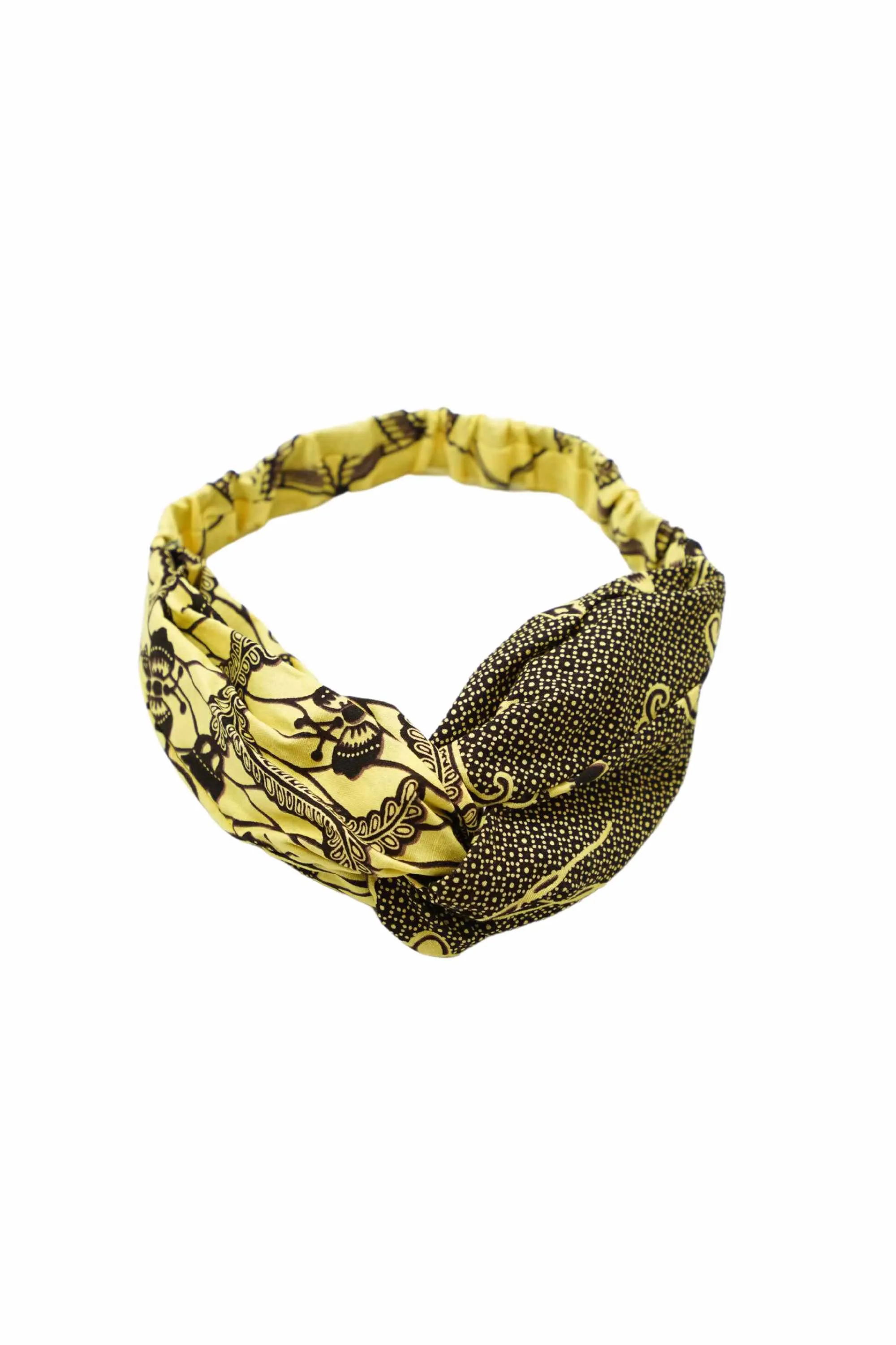 Esosa Turban Headband Beige and Brown African Ankara Wax Cotton Print