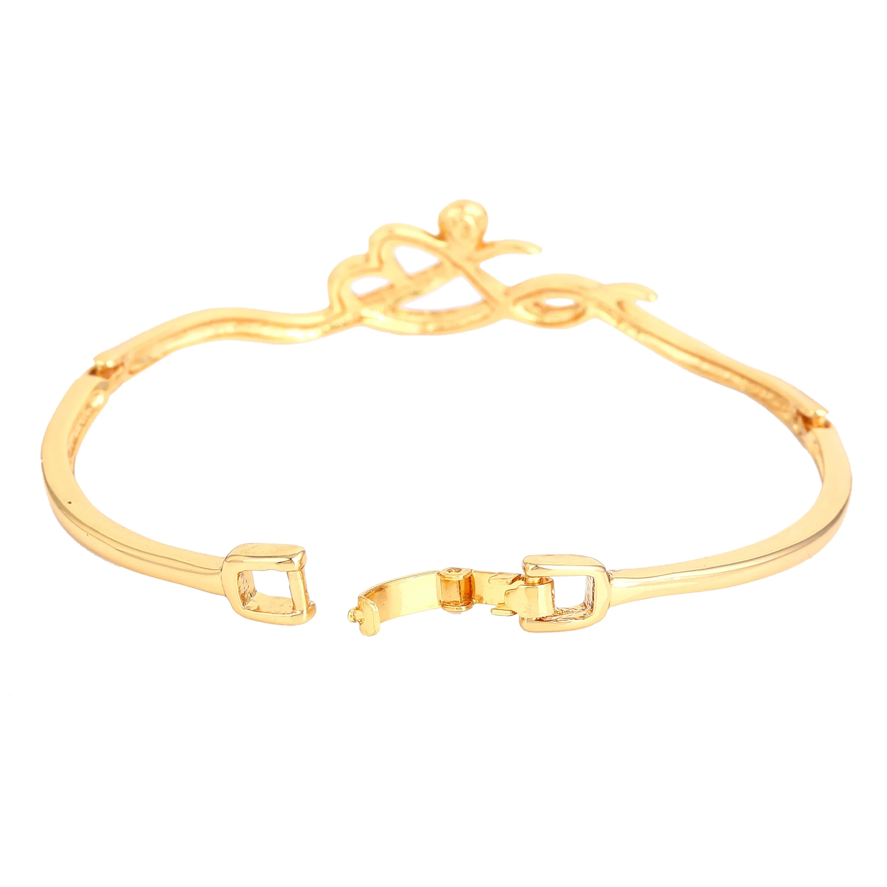 Estele Gold Plated Calligraphic Designer Pearl Cuff Bracelet for Women