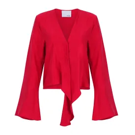 Eva Front Tie Blouse Ruby