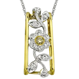 Floral Pendant in 18k Gold with Diamonds