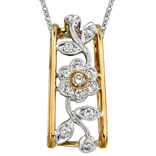 Floral Pendant in 18k Gold with Diamonds