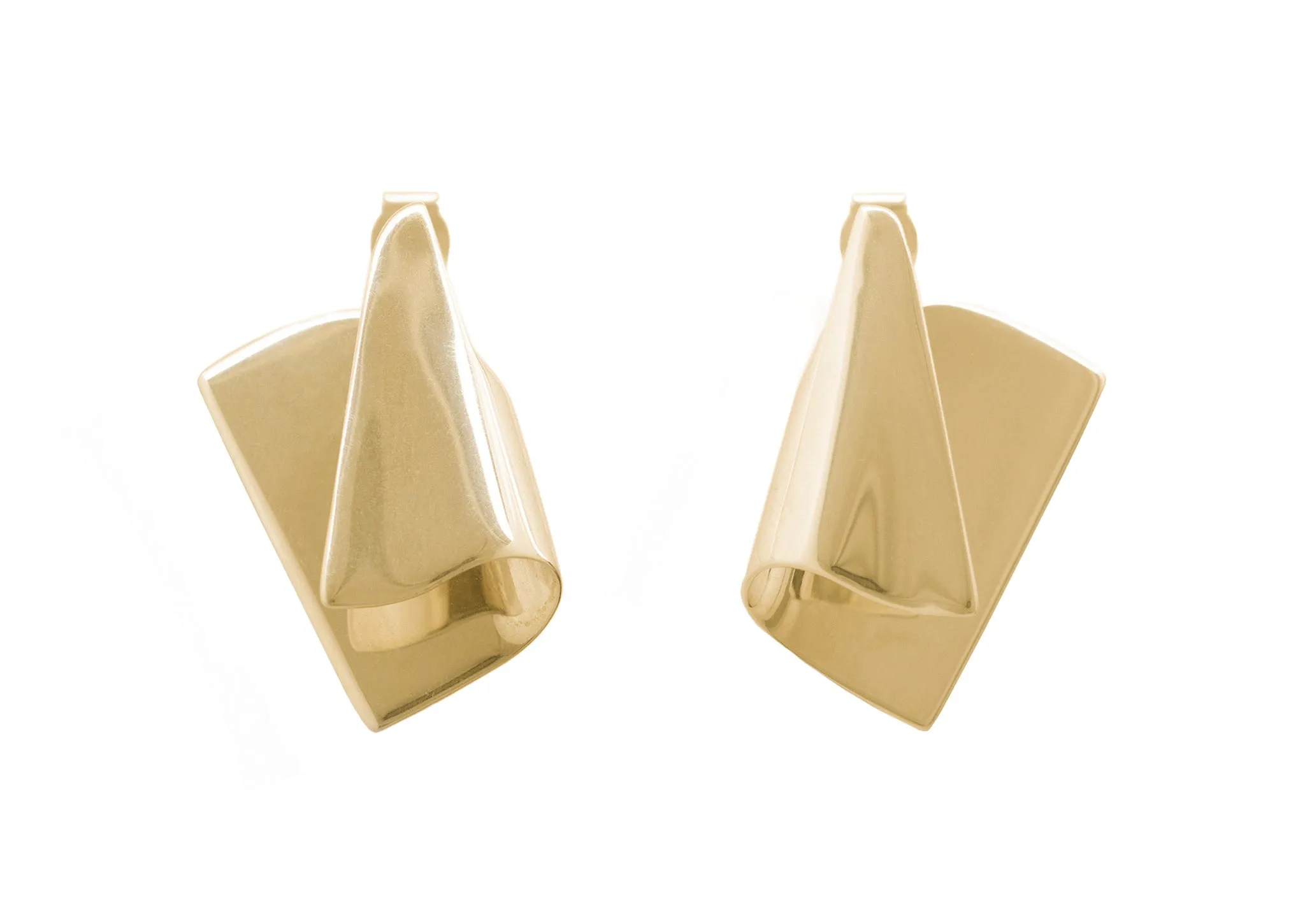 Folded Cuff Earrings, Yellow Gold