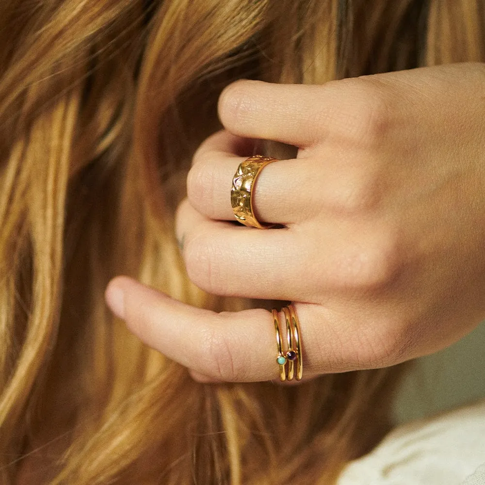 Fossil Band Ring 18ct Gold Plate