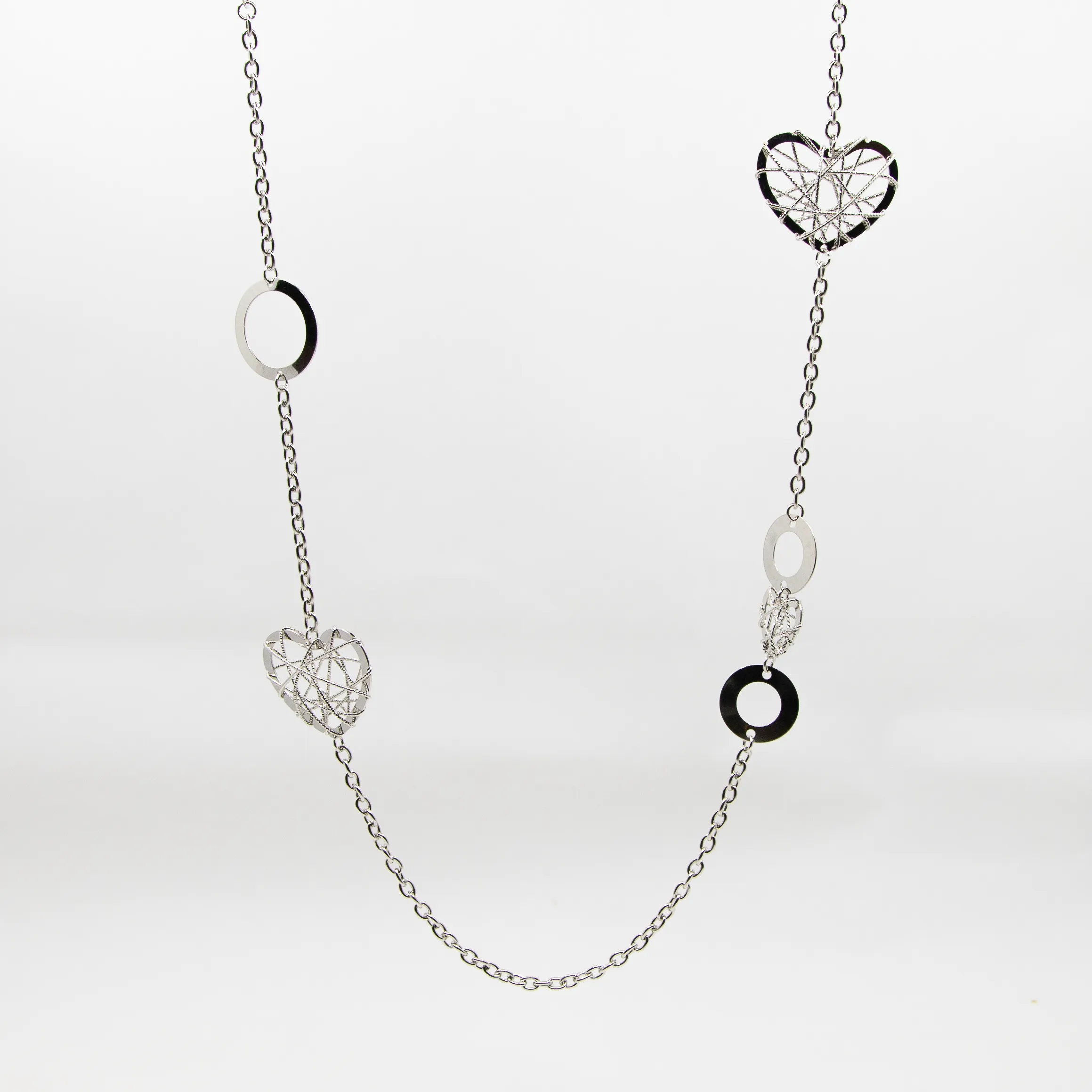 Fresh Accessories - Necklace Long Geometric Silver Heart