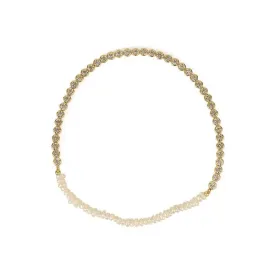 Freshwater Pearl And CZ Gold Plated Stretch Bracelet